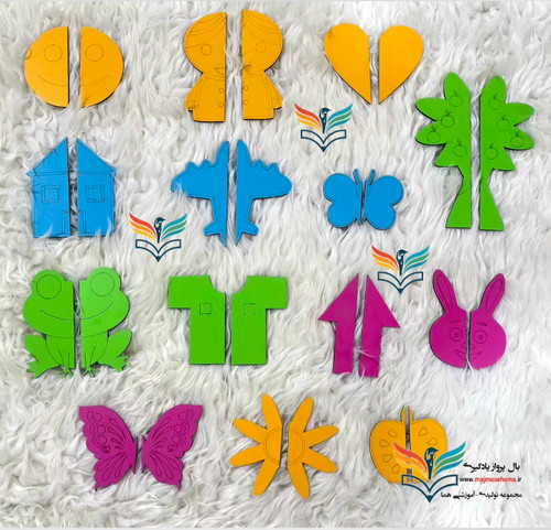 پک اشکال متقارن ۲۸ قطعه چوبی مگنت دار جعبه دار