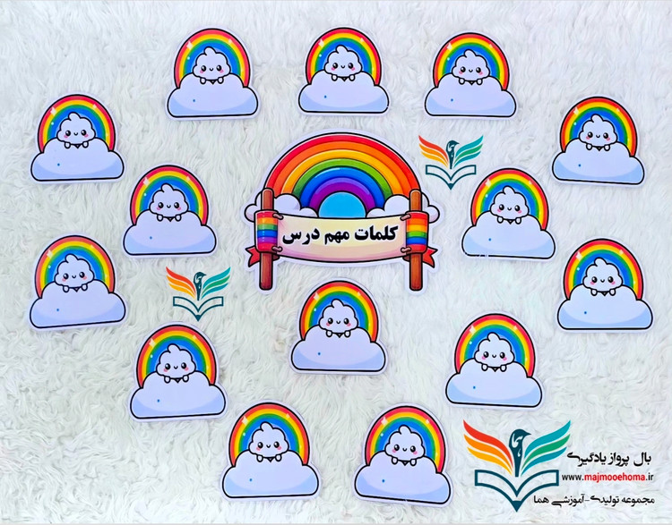 کلمات مهم درس رنگین کمانی (۱۴ عددی ) لمینتی مگنت دار