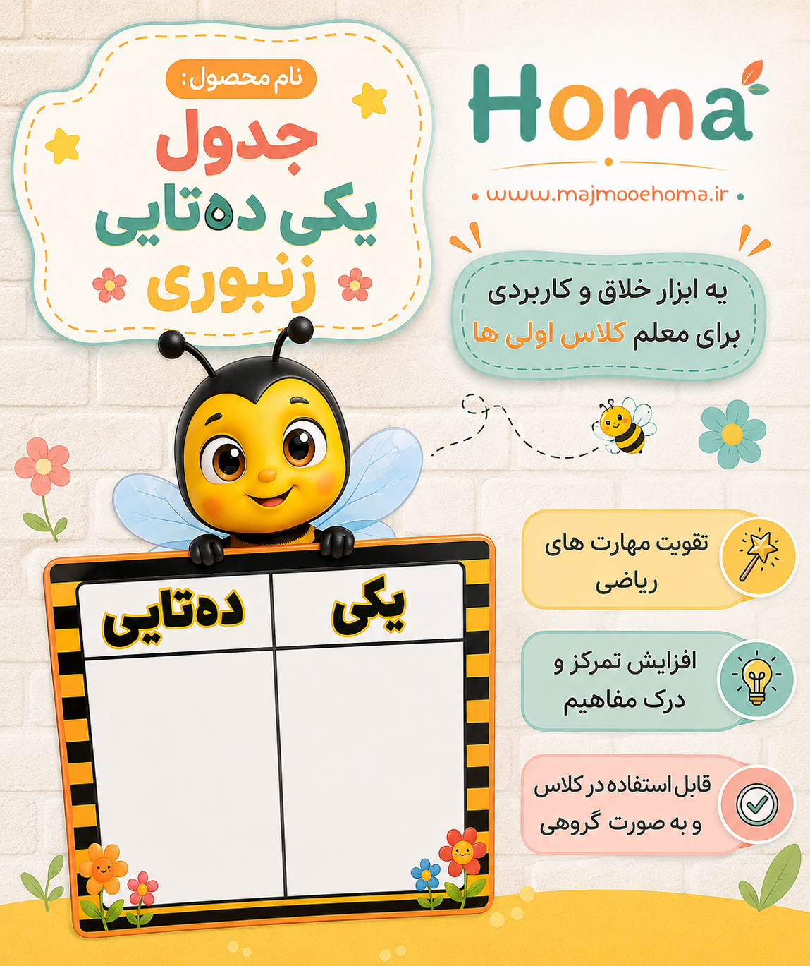 جدول یکی ده تایی زنبوری